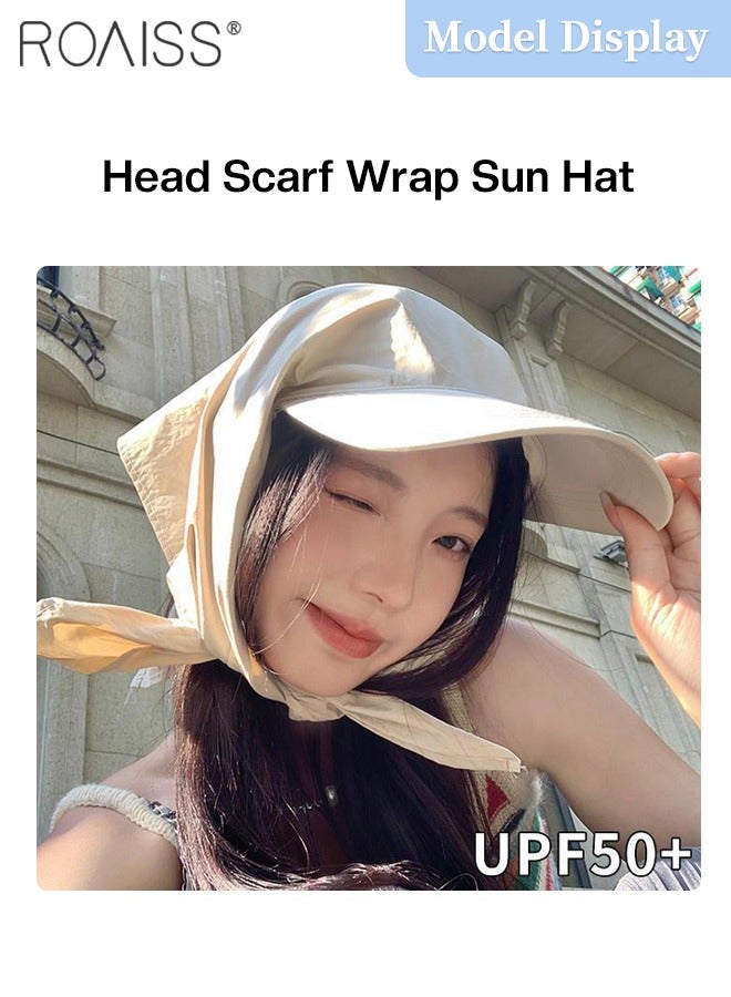 Women's Head Scarf Wrap Sun Hat, UPF 50+ UV Protection Lightweight Breathable Baseball Cap, Summer Outdoor Shopping and Walking Peaked Cap