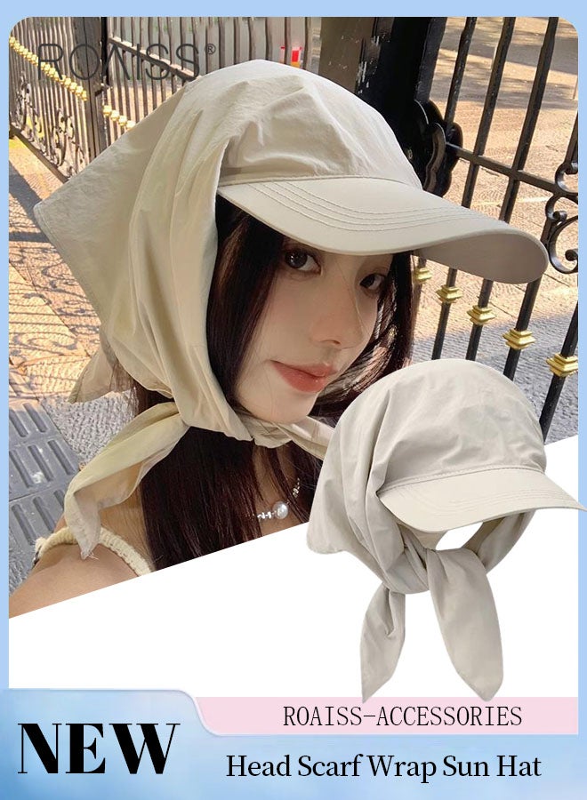 Women's Head Scarf Wrap Sun Hat, UPF 50+ UV Protection Lightweight Breathable Baseball Cap, Summer Outdoor Shopping and Walking Peaked Cap