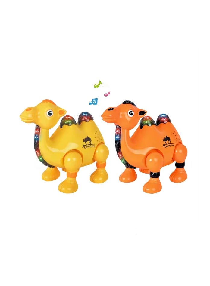 2Pcs Battery Operated Cartoon Plastic Camel Toy with Light and Music