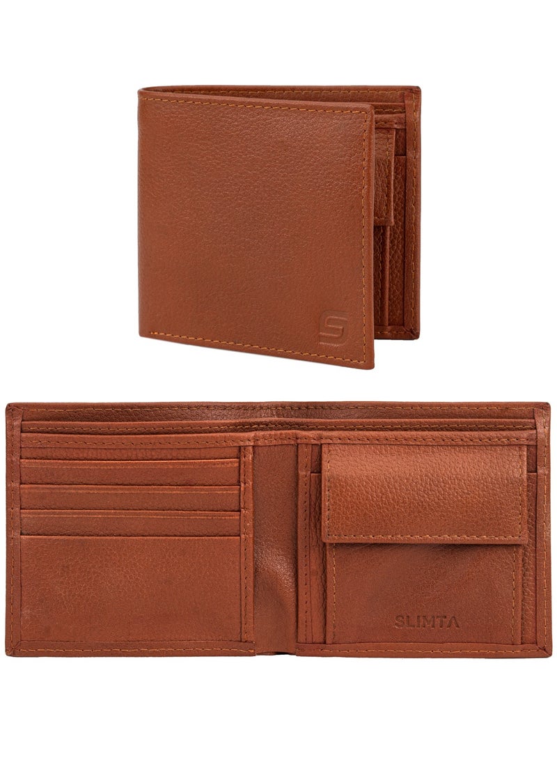 SLIMTA Men's Genuine Leather Wallet with 6 Card Slots Slim Bifold Wallet for Men Leather Wallet Stylish and Durable Men's Wallet