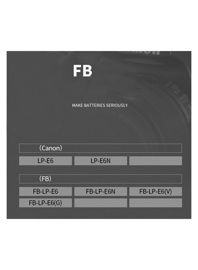 LP-E6 Charger for Canon Cameras R5 R6 5D3 5D4 70D 80D 5D2 - Battery Charger