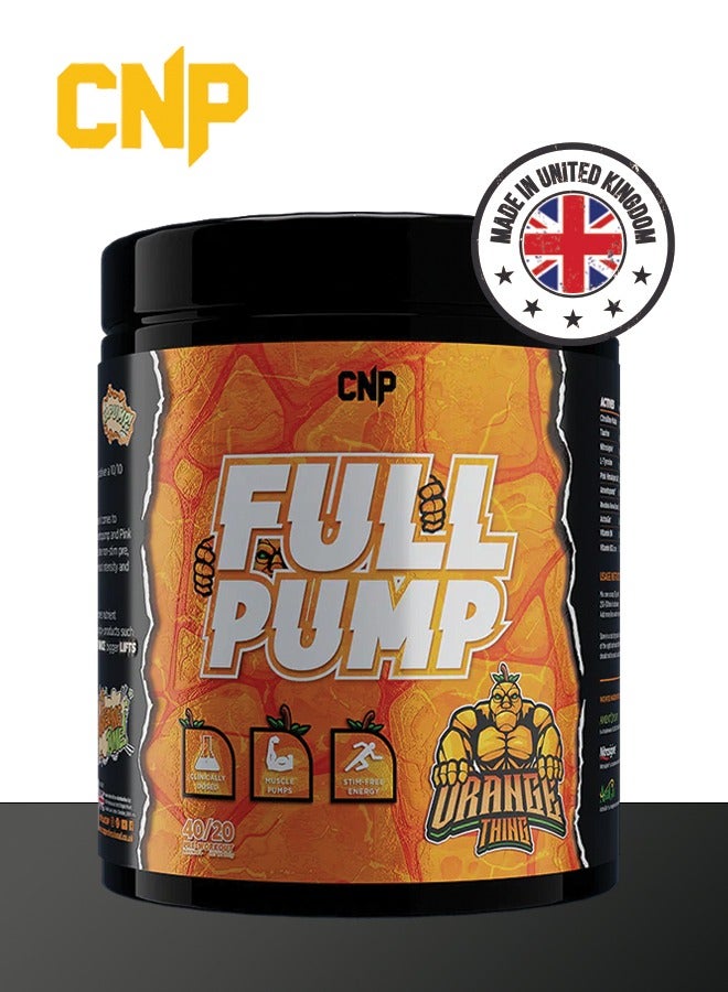 Full Pump Pre-Workout - 300g, Orange thing Flavor, High-Stim Energy, Enhanced Nitric Oxide, Muscle Pump Formula