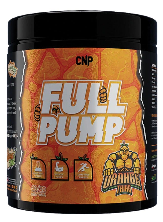 Full Pump Pre-Workout - 300g, Orange thing Flavor, High-Stim Energy, Enhanced Nitric Oxide, Muscle Pump Formula