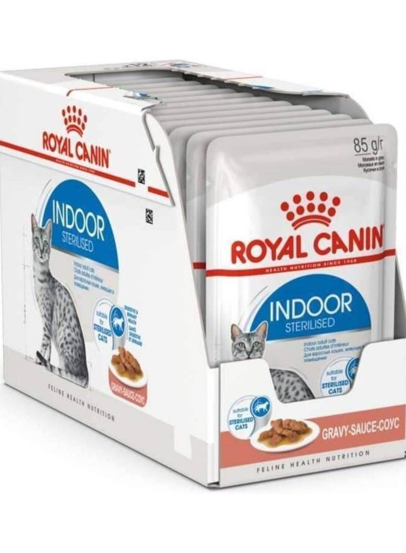 ROYAL CANIN INDOOR STERILISED GRAVY ADULT CAT FOOD  1 BOX-12 POUCES (85G)