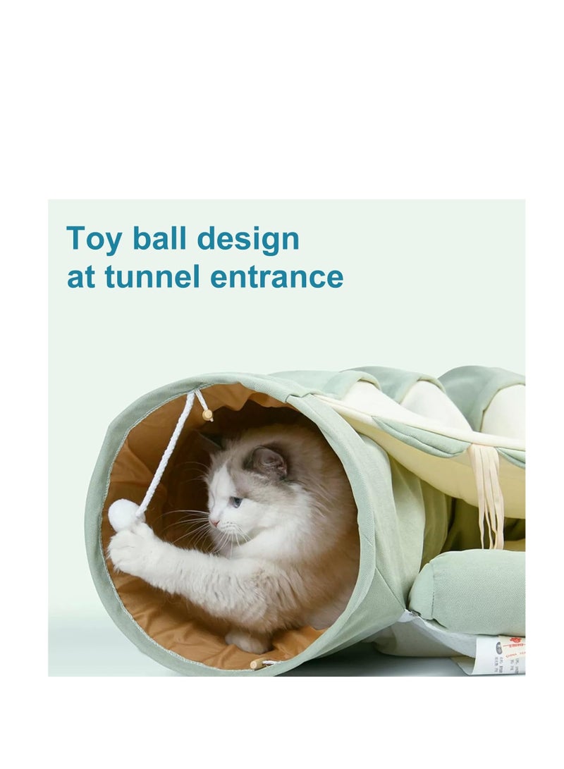 Cat Tunnel Bed,Removable and Washable Cat Toys Tunnel, Premium Multifunction 2-in-1 Pet Tunnel Tube 4 Colors (Green, Matcha)