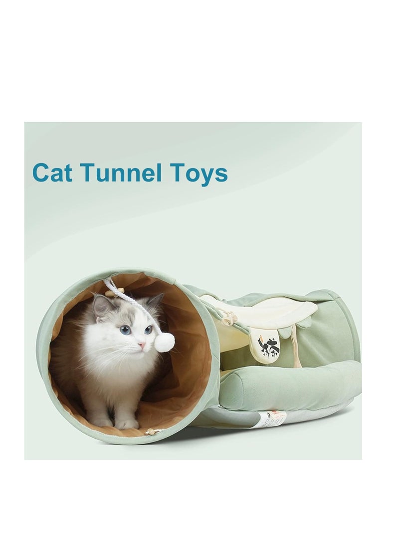 Cat Tunnel Bed,Removable and Washable Cat Toys Tunnel, Premium Multifunction 2-in-1 Pet Tunnel Tube 4 Colors (Green, Matcha)