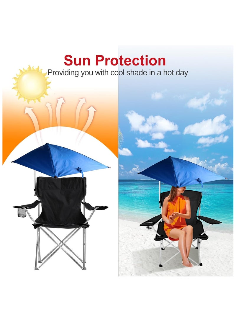 Large Outdoor Leisure Folding Chair Portable Fishing Folding Chairs with Detachable Umbrella for Beach Patio Pool Park Outdoor Camping Chair