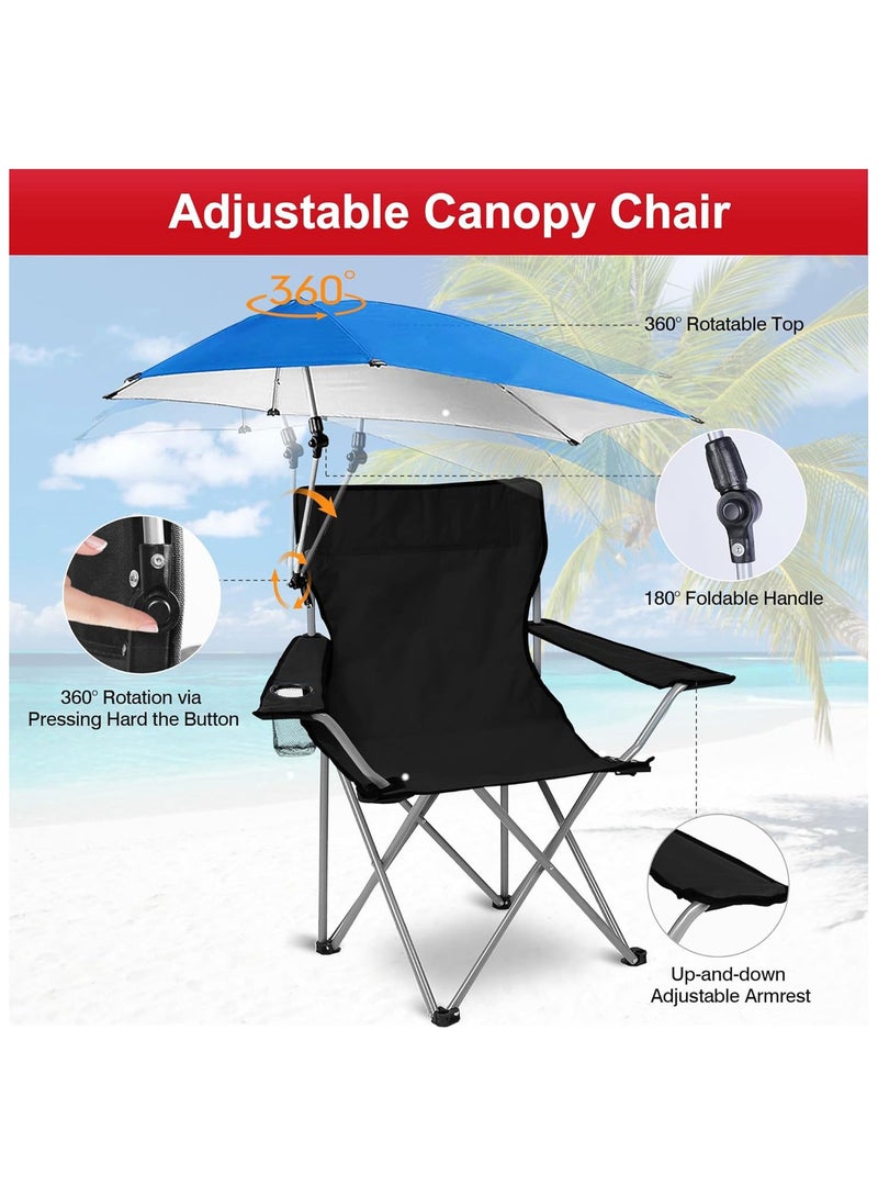 Large Outdoor Leisure Folding Chair Portable Fishing Folding Chairs with Detachable Umbrella for Beach Patio Pool Park Outdoor Camping Chair