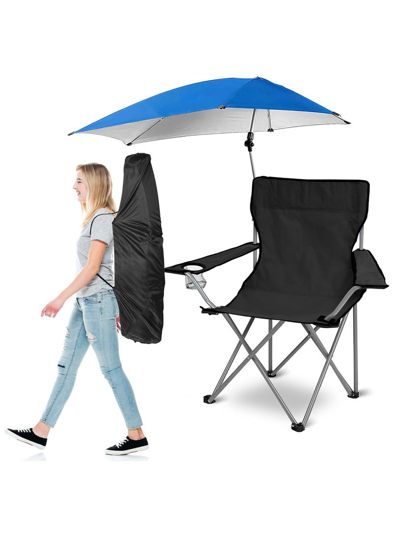 Large Outdoor Leisure Folding Chair Portable Fishing Folding Chairs with Detachable Umbrella for Beach Patio Pool Park Outdoor Camping Chair