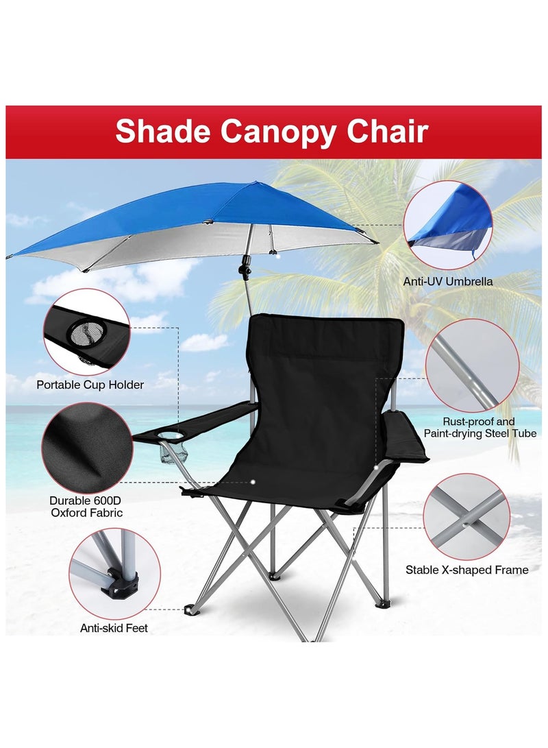 Large Outdoor Leisure Folding Chair Portable Fishing Folding Chairs with Detachable Umbrella for Beach Patio Pool Park Outdoor Camping Chair