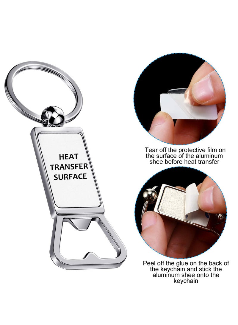 Sublimation Blanks Keychains Metal Bottle Opener Blank Key Rings 6Pcs