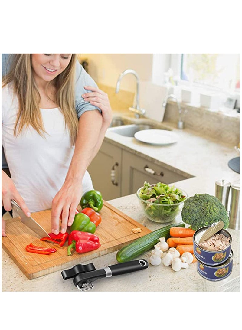 Can Opener, Kitchen Safety for Restaurant No Sharp Edges Arthritis Camping Can Open tool Side Cut Manuel Hand Held Smooth Edge Ergonomic