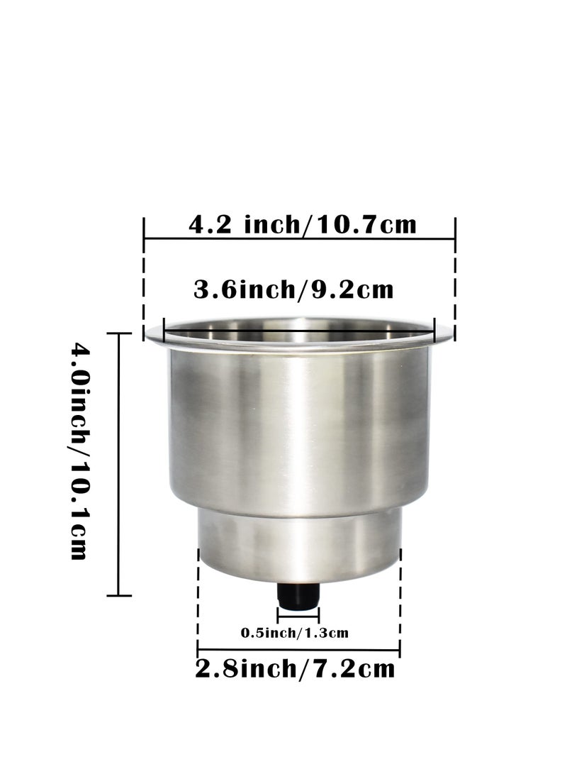 Stainless Steel Cup Drink Holder, KASTWAVE Insert with Drain for Marine Boat RV Camper Stainless Steel Cup Drink Holder with Drain Marine Boat Rv Camper (2PCS)