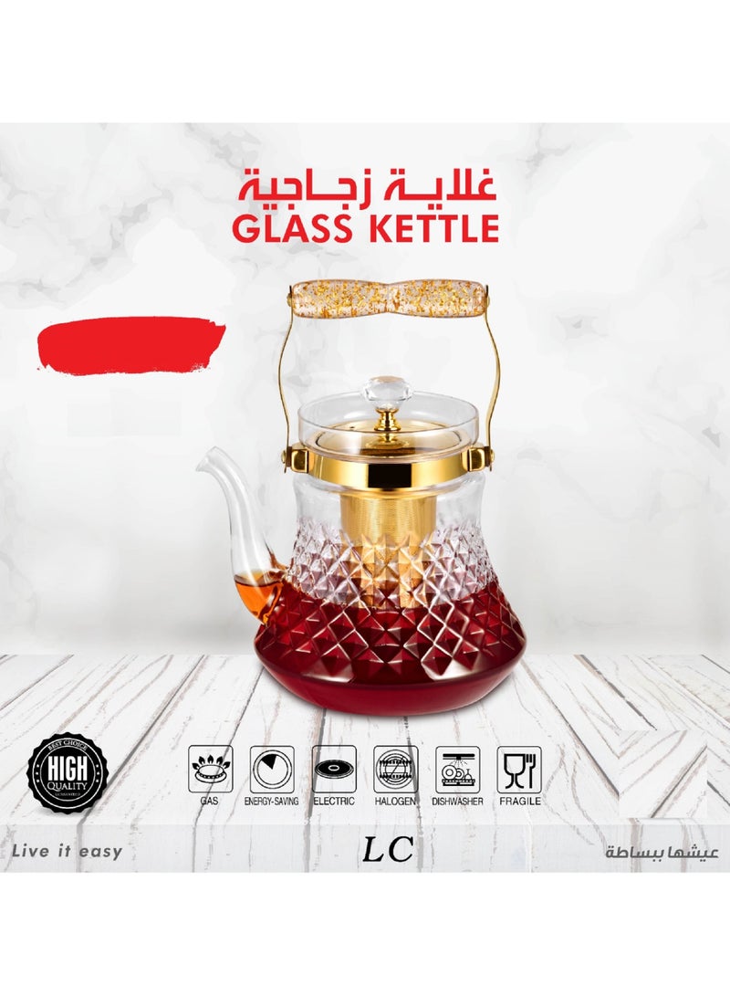 Glass Teapot Kettle With Removable Stainless Steel Infuser Borosilicate Glass Tea Pot With Strainer For Blooming Tea Coffee & Loose Leaf Tea Microwave & Stovetop Safe
