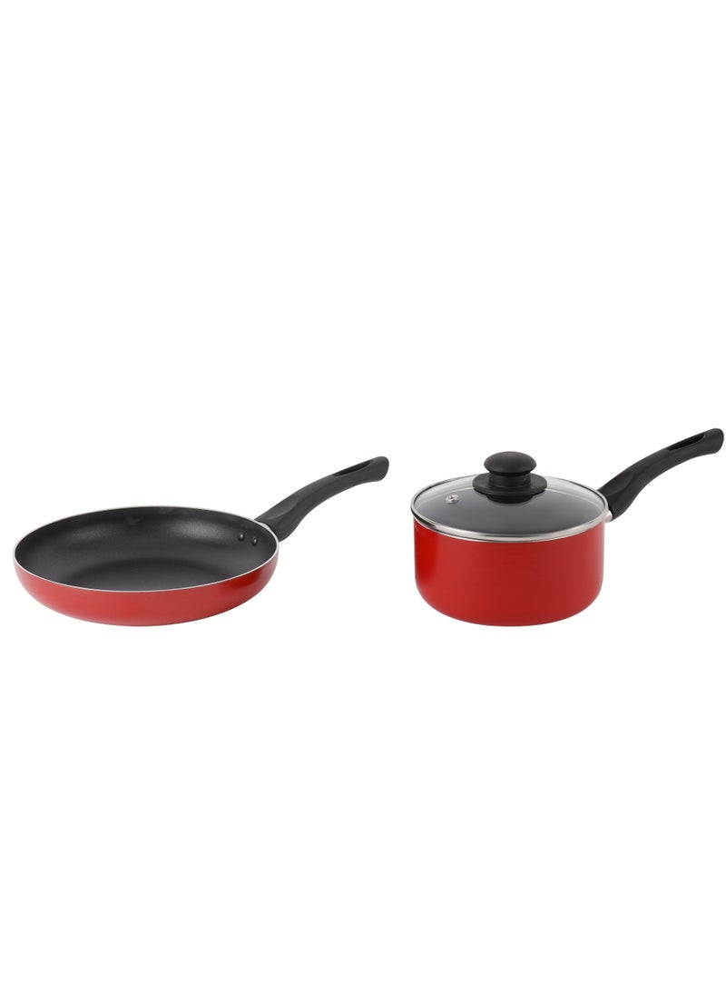 3 Piece Nonstick Cookware Set DC2898 16 cm saucepan with lid and a 24 cm frypan. assorted color