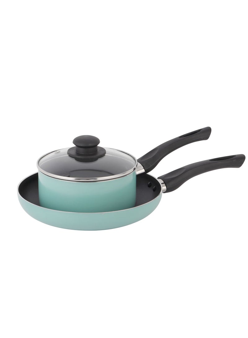 3 Piece Nonstick Cookware Set DC2898 16 cm saucepan with lid and a 24 cm frypan. assorted color