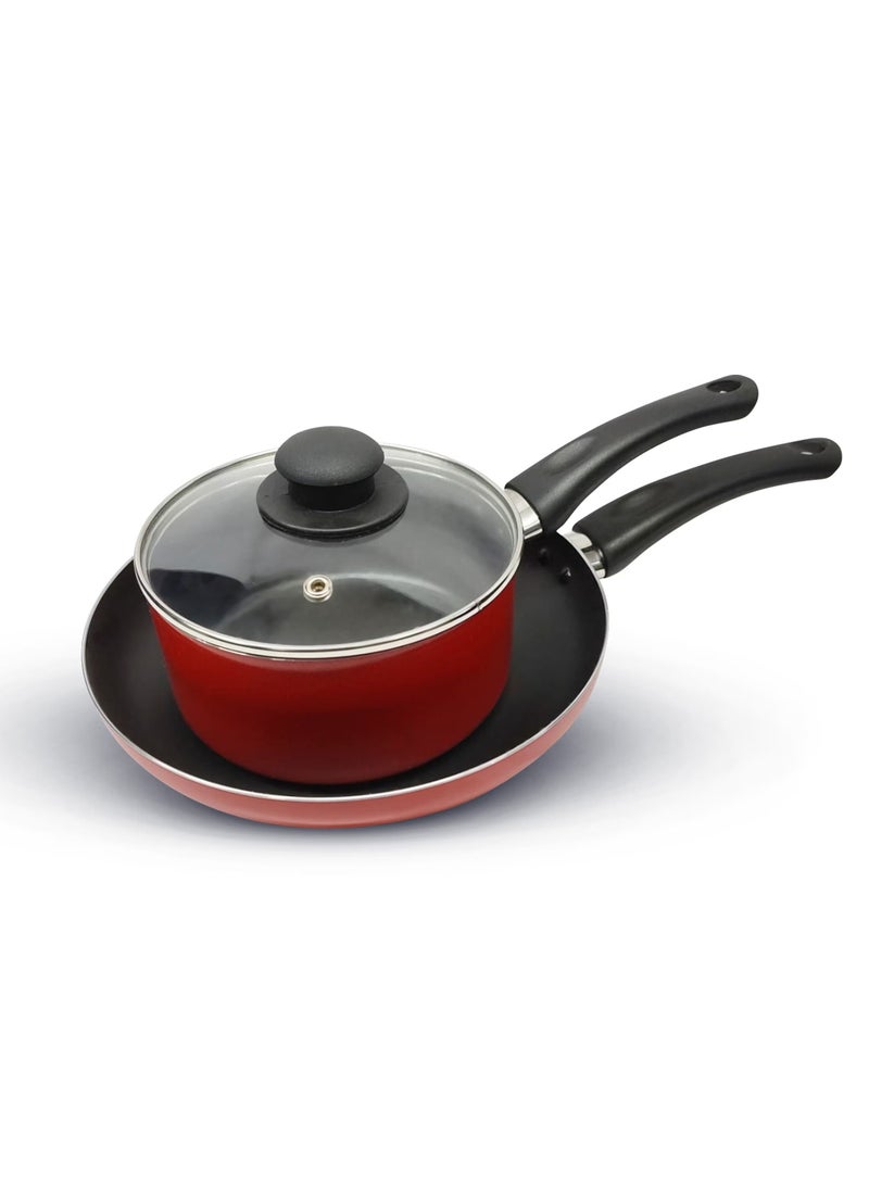 3 Piece Nonstick Cookware Set DC2898 16 cm saucepan with lid and a 24 cm frypan. assorted color