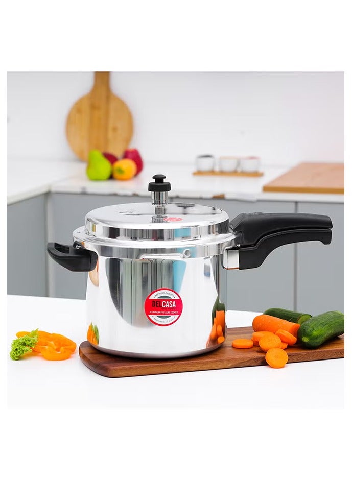 Aluminium Induction Base Pressure Cooker Lightweight & Durable Cooker With Lid, Cool Touch Handle And Safety Valves Ideal For Gas And Solid Hotplates 3Liters