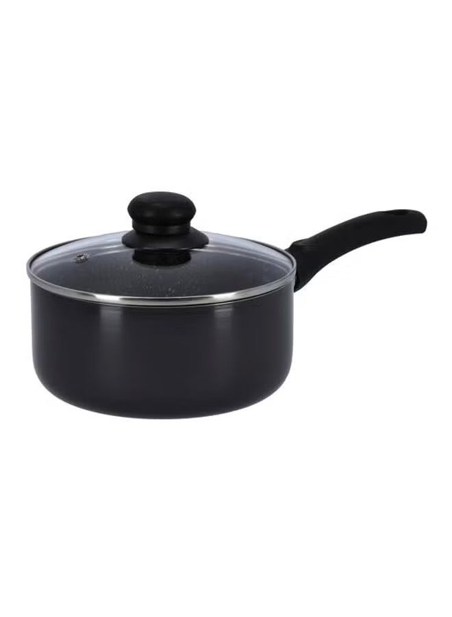 Non-Stick Aluminium Saucepan With Lid Grey/Black 16cm