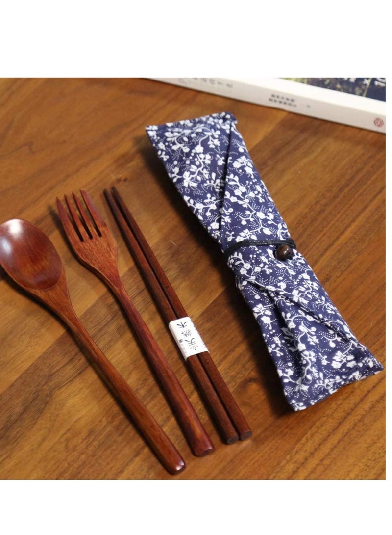 Wooden Fork Spoon Three-piece Suit Japanese Korea Style Travel Portable Tableware Nice Dinnerware Foodie Travel Novelty Business