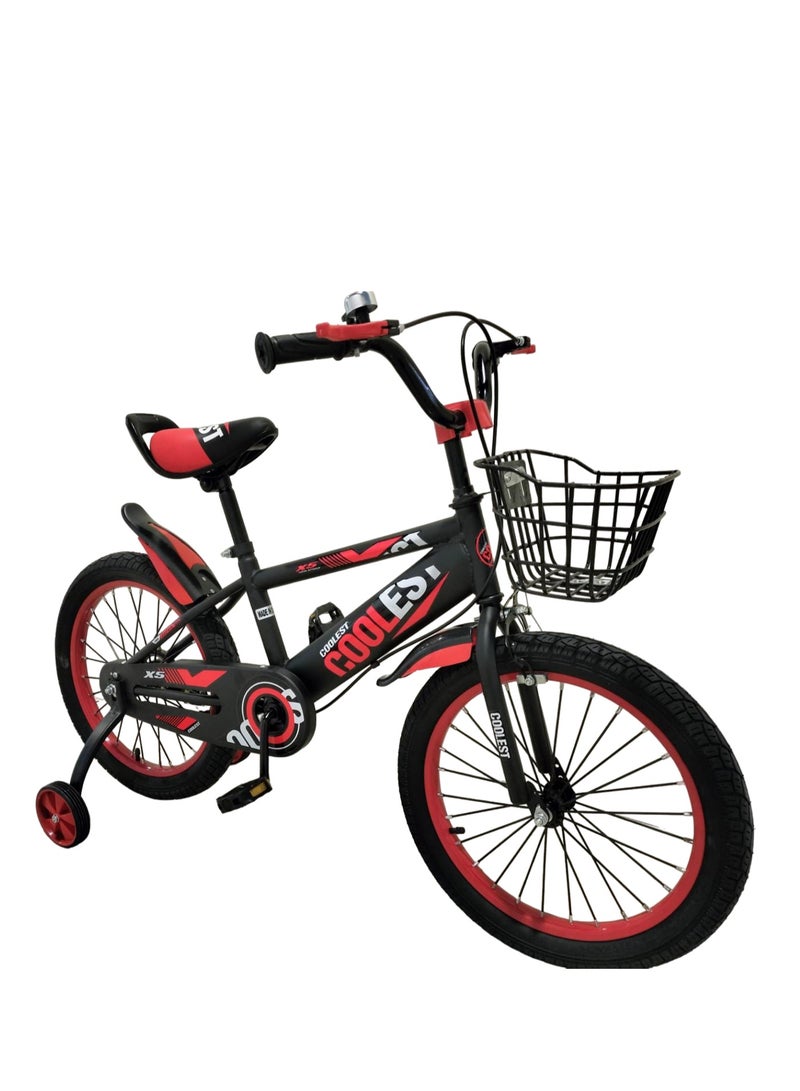 Children Bicycle 20 Inches with Age 7-10 Years Training Wheels basket bell red color