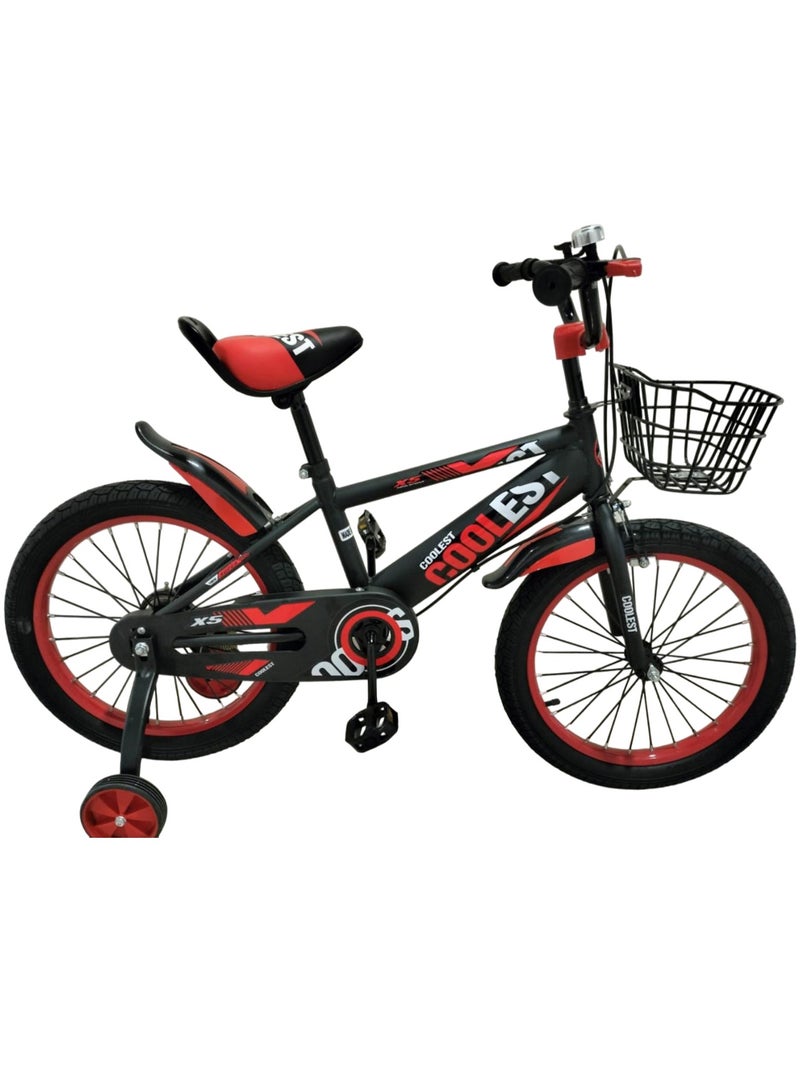 Children Bicycle 20 Inches with Age 7-10 Years Training Wheels basket bell red color