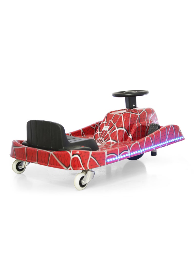 Crazy Drift Flat Cart Spider Electric Scooter 350W Brushless Motor 36V 4.4AH Battery Max Speed 10 km/h Crazy Drifting Electric Scooter Suitable for Kids 12 and Under Red