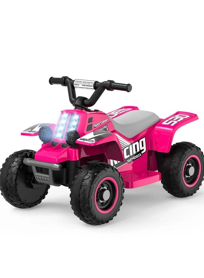 Kids Electric ATV Ride-On Toy for 4-Wheeler Quad Car With LED Headlights Best Gift For Kids 6V-Pink