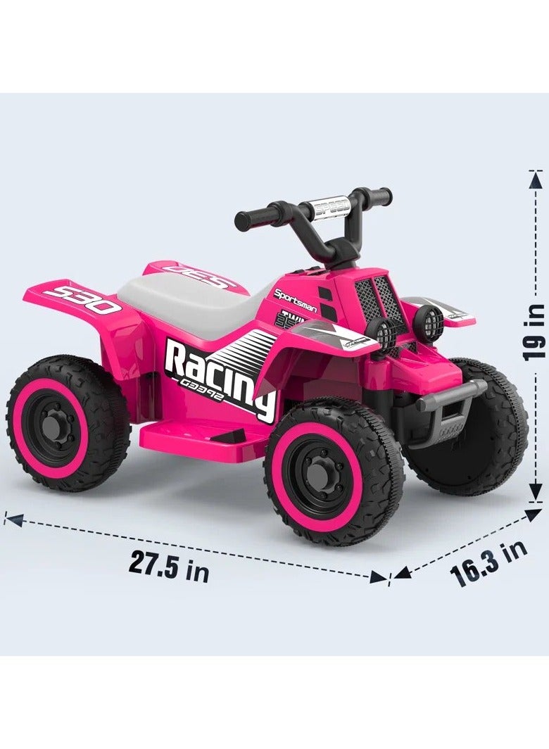 Kids Electric ATV Ride-On Toy for 4-Wheeler Quad Car With LED Headlights Best Gift For Kids 6V-Pink