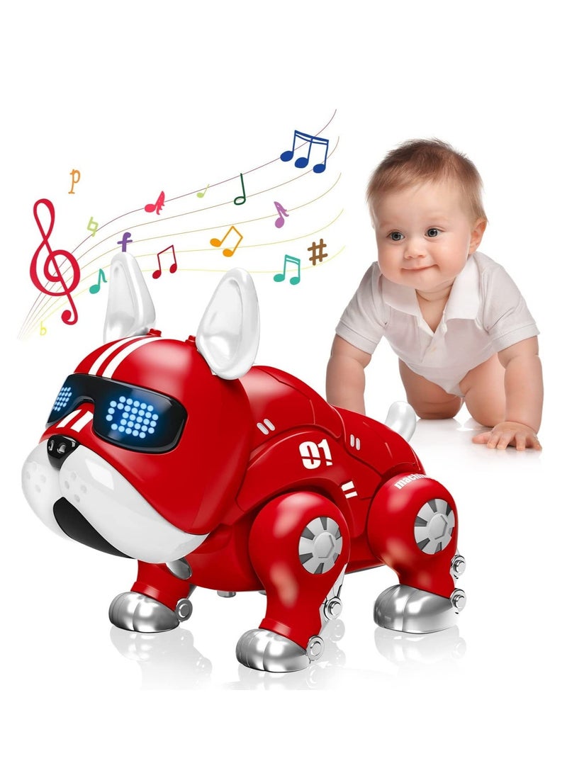 Tummy Time Baby Musical Toys Walking Infant Robot Dog Toys | Pug Early Educational Crawling Music Toys  Toddler Toys for 6 12 18 Months 2 3 Year Old Boys Girls