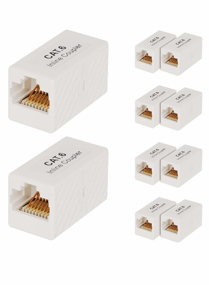 RJ45 Coupler, Ethernet Coupler, RJ45 Connector for Cat5e/Cat6/Cat7 Ethernet Cable, Extender Adapter Female to Female, Mini Type, 10Pack (White)