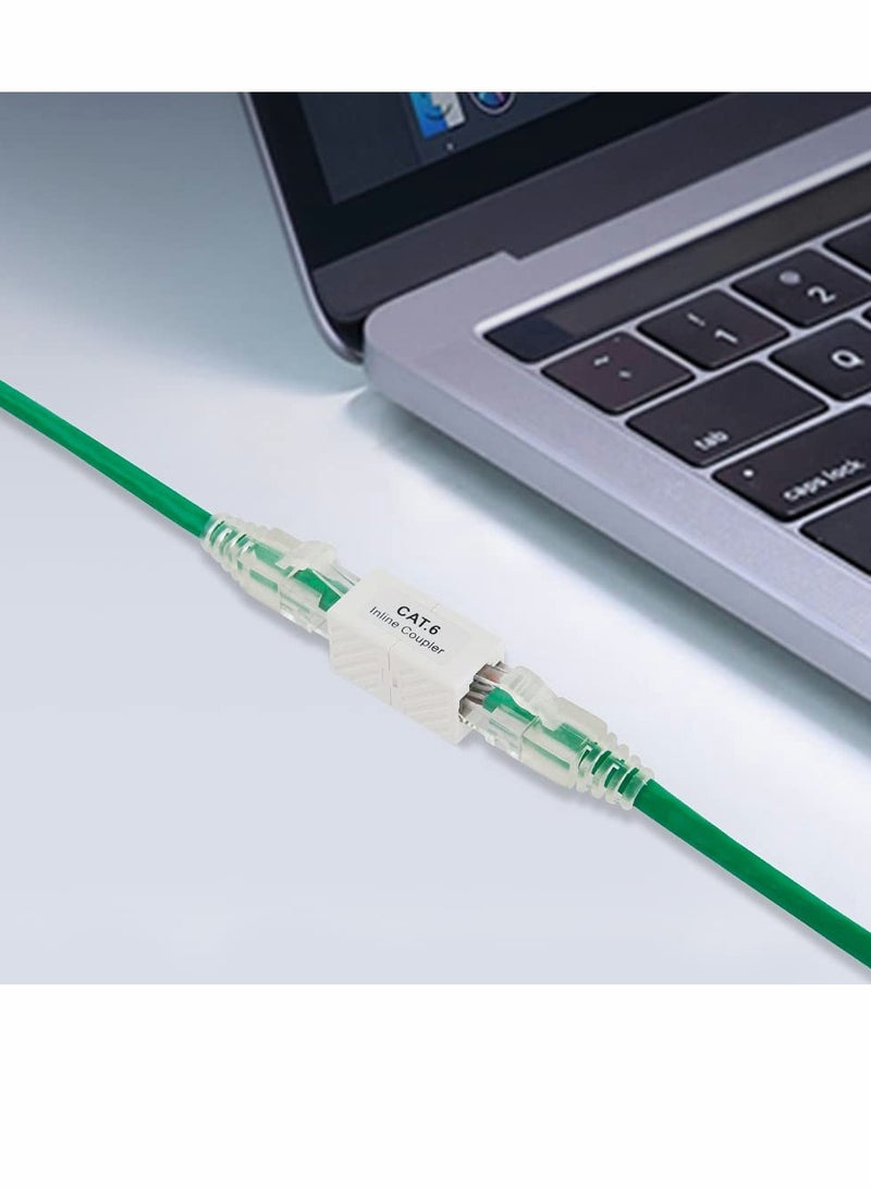 RJ45 Coupler, Ethernet Coupler, RJ45 Connector for Cat5e/Cat6/Cat7 Ethernet Cable, Extender Adapter Female to Female, Mini Type, 10Pack (White)