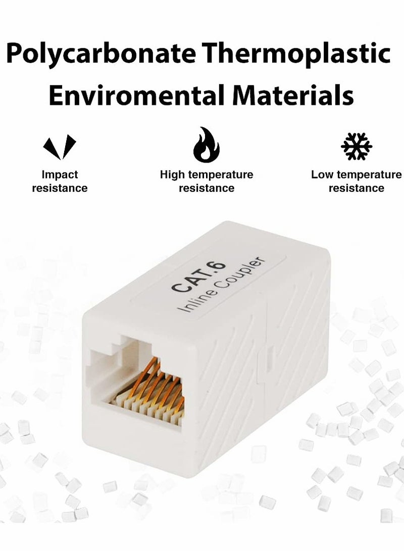RJ45 Coupler, Ethernet Coupler, RJ45 Connector for Cat5e/Cat6/Cat7 Ethernet Cable, Extender Adapter Female to Female, Mini Type, 10Pack (White)