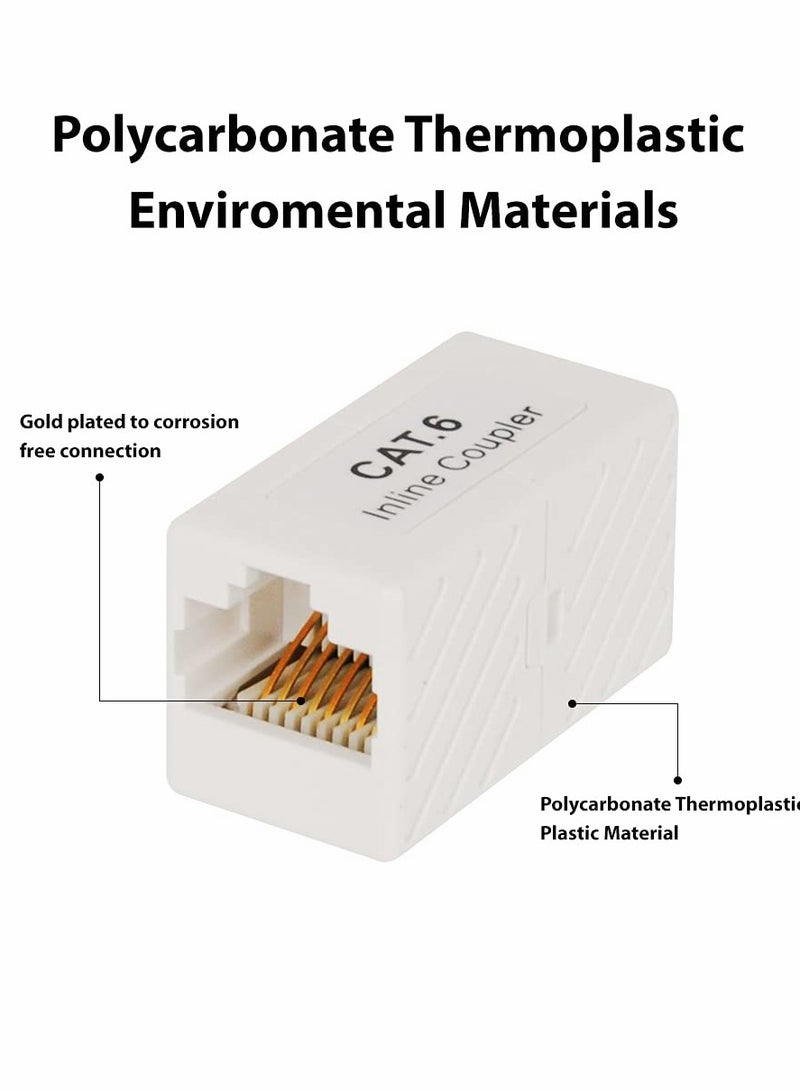 RJ45 Coupler, Ethernet Coupler, RJ45 Connector for Cat5e/Cat6/Cat7 Ethernet Cable, Extender Adapter Female to Female, Mini Type, 10Pack (White)