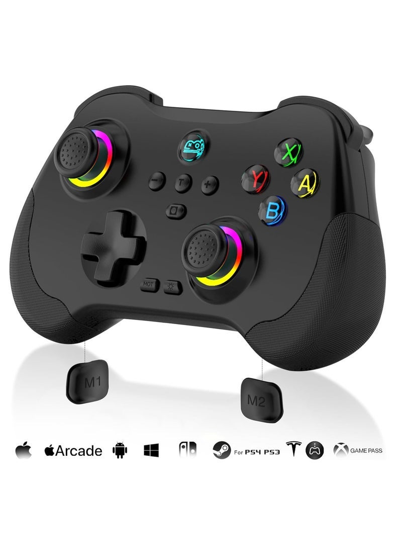 Mobile Gaming Controller for iPad/iPhone/Tablet, Cloud Controller Remote Joystick for iOS/Android, Wireless Switch Controller with Macro Buttons/Hall-Rocker/Hall-Trigger/Dual Vibration (Black)