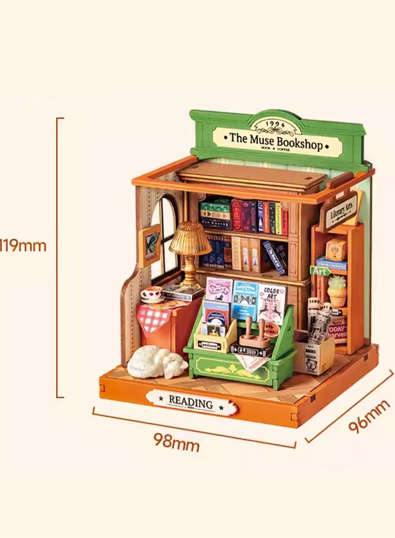 DIY Handmade Miniature Model Inspiration Bookstore Assembly Art House