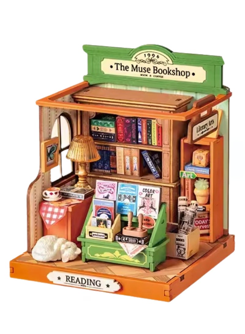 DIY Handmade Miniature Model Inspiration Bookstore Assembly Art House