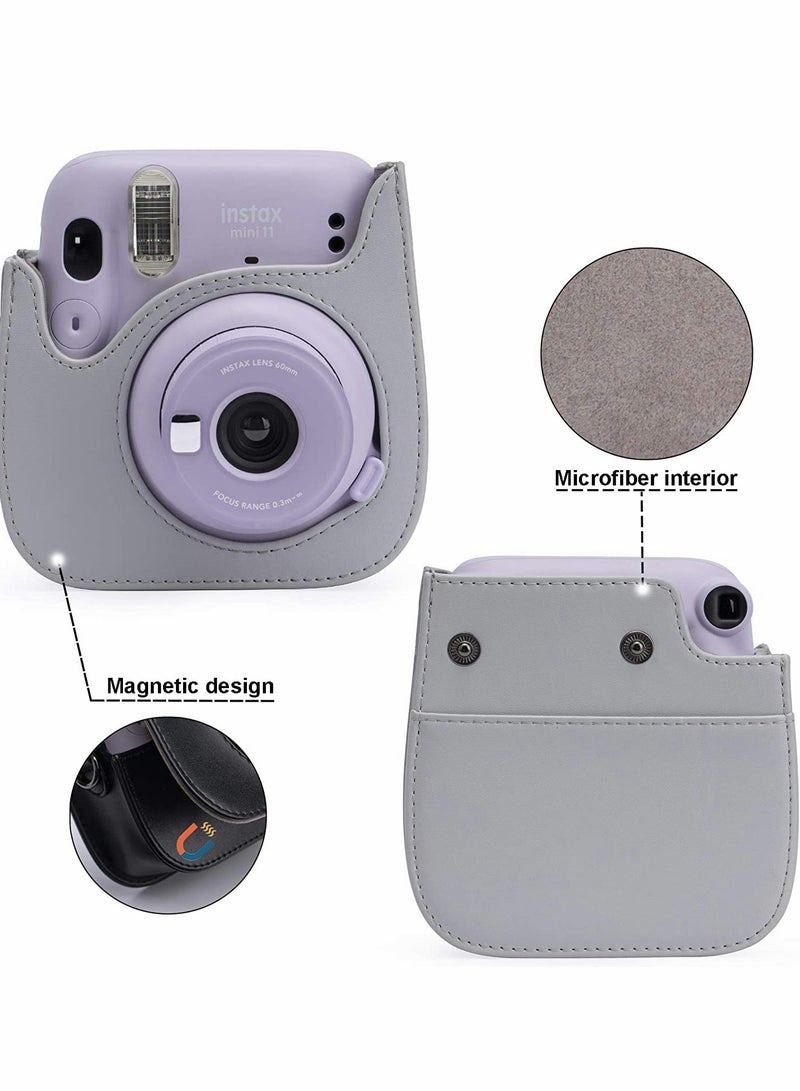 Frankmate Protective Case for Fujifilm Instax Mini 11 Instant Camera - Premium Vegan Leather Bag Cover with Removable Adjustable Strap