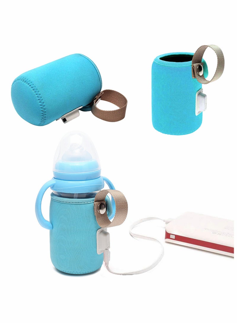 Bottle Warmer Bag Milk Bottle Warmer Cover Feeding Bottle Heated Cover Portable Beverage and Baby Bottle Warmer for Car Travel Shopping(Blue)