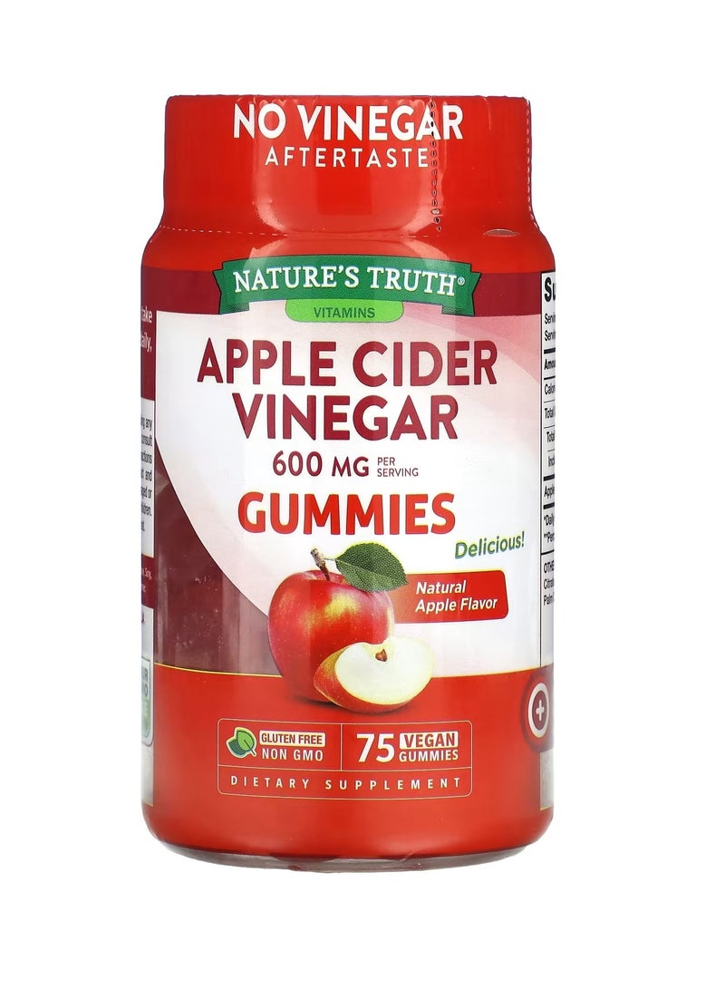 Apple Cider Vinegar Natural Apple 600 mg 75 Vegan Gummies
