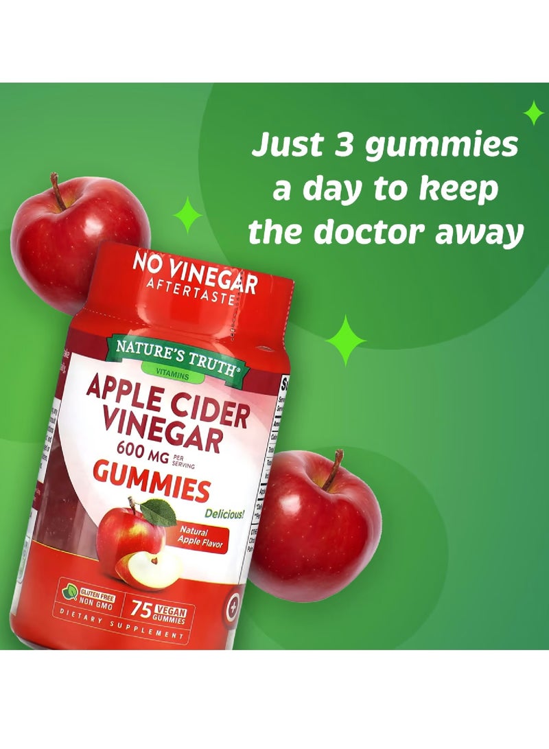 Apple Cider Vinegar Natural Apple 600 mg 75 Vegan Gummies