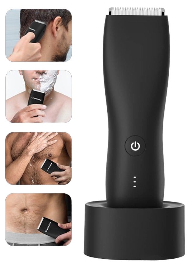 Electric Body Hair Trimmer Waterproof Wet Dry Cordless Body Groomer Ball Back Shavers Fast Charging Replaceable Ceramic Blade Pubic Hair Trimmer Body Groomer Kit for Full Body Grooming