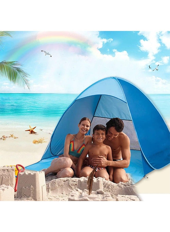 Beach Tent, Pop Up Beach Shade,UPF 50+Anti UV Automatic Sun Shelter Umbrella,Blue