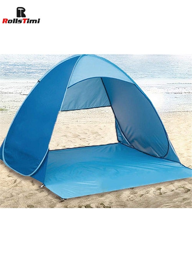 Beach Tent, Pop Up Beach Shade,UPF 50+Anti UV Automatic Sun Shelter Umbrella,Blue