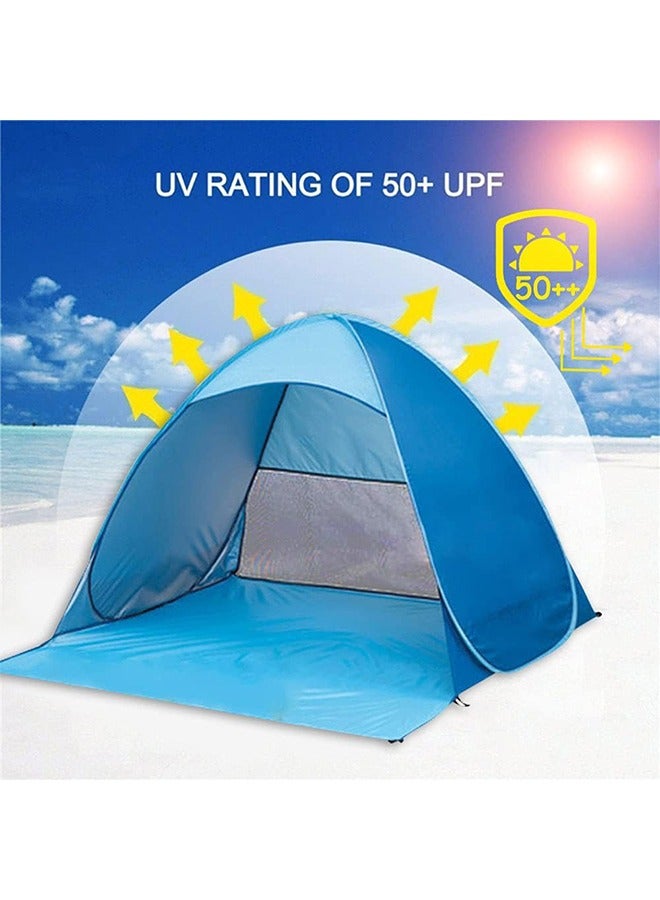 Beach Tent, Pop Up Beach Shade,UPF 50+Anti UV Automatic Sun Shelter Umbrella,Blue