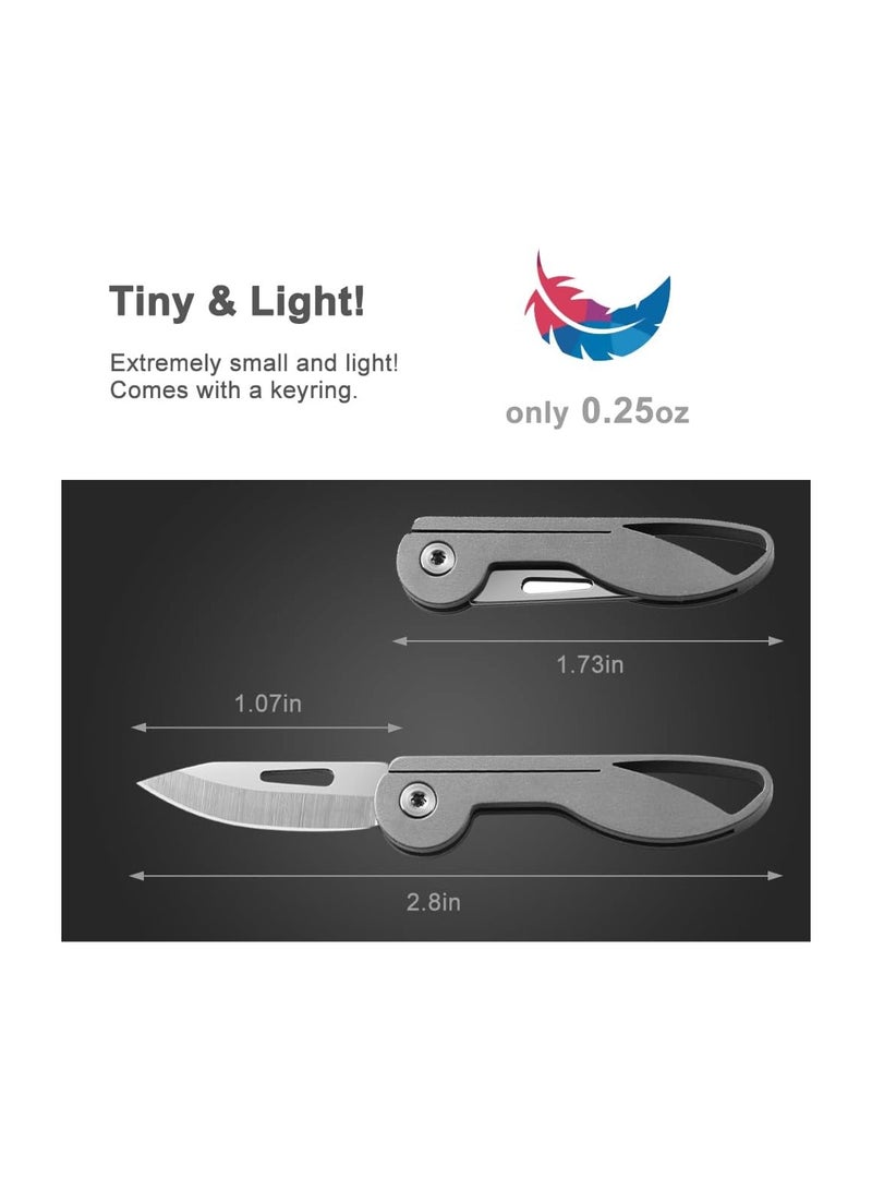 Titanium Alloy Mini Folding Pocket Knife, EDC Keychain Cutter, Compact Utility Knife for Men and Women (Titanium Handle / 5Cr13 Steel Blade) - Perfect Gift Idea!