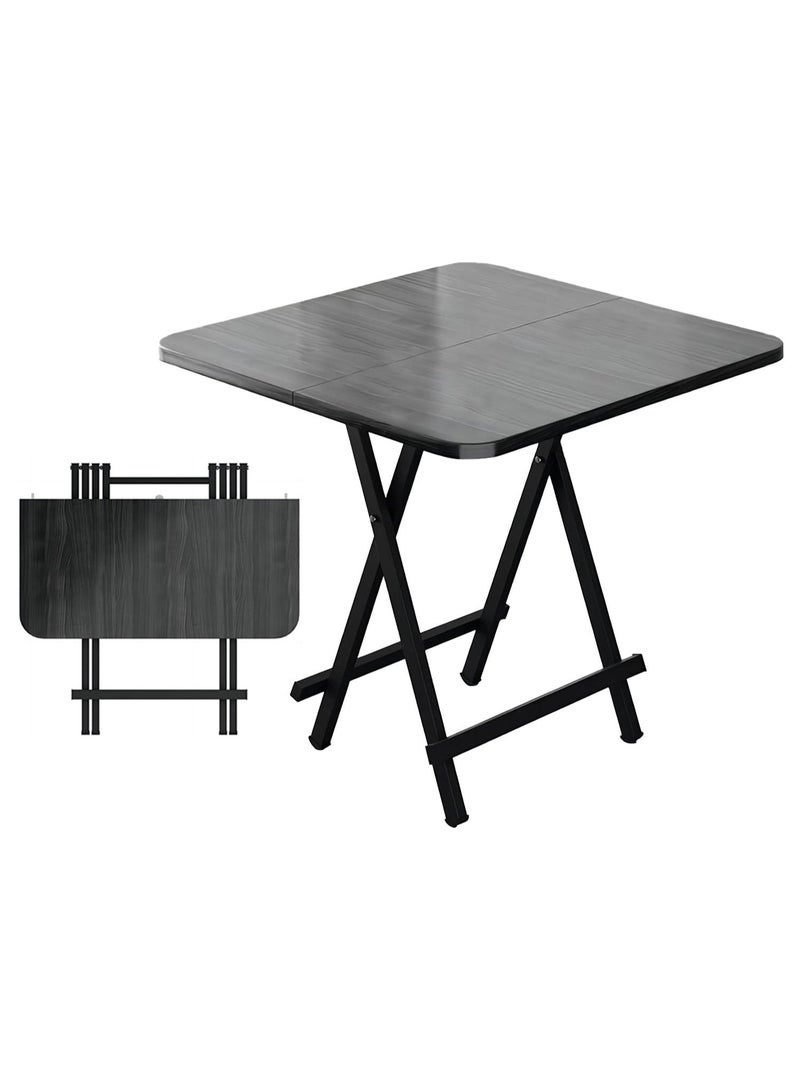 Square Folding Table Portable Indoor Outdoor Picnic Party Dining Table, Black