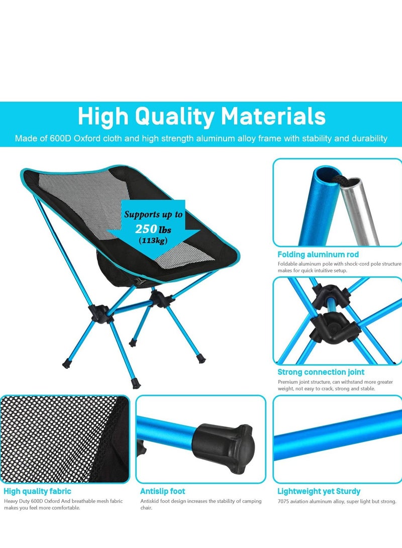 1 Pack Camping Chair Ultralight Portable Compact Folding Beach Chairs Ergonomic Design Durable and Breathable Chair with Carry Bag for Outdoor Camping Backpacking Hiking