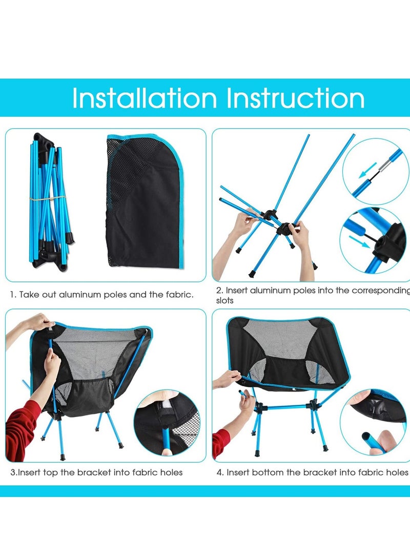 1 Pack Camping Chair Ultralight Portable Compact Folding Beach Chairs Ergonomic Design Durable and Breathable Chair with Carry Bag for Outdoor Camping Backpacking Hiking