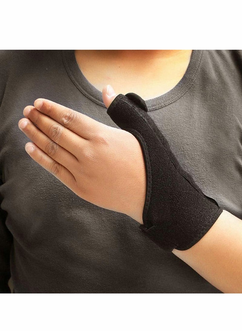 Sports Thumb Brace Protector, Fits Men and Women Left and Right Hand, Splint Support Wrap, Wrist Stabilizer for Carpal Tunnel, Sprains, and Trigger Pain Relief (Black, 1 Pair)